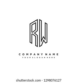 Letra inicial R W, moderna plantilla de diseño de logotipo vectorial