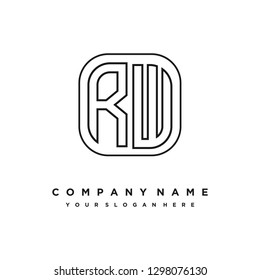 R W initial letter, modern logo design template vector