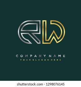 R W initial letter, modern logo design template vector