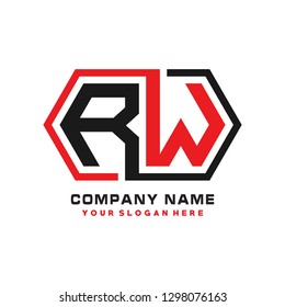 R W initial letter, modern logo design template vector