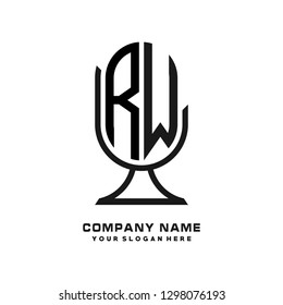 R W initial letter, modern logo design template vector