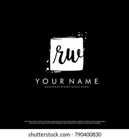 R W initial square logo template vector