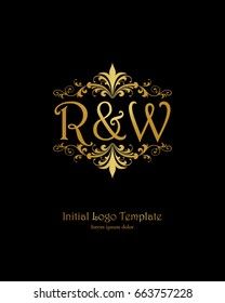 R & W initial wedding logo template vector