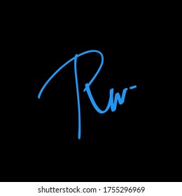 R w Rw initial logo handwriting template vector