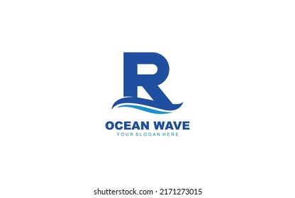 R WAVE logo design inspiration. Vector letter template design for brand.