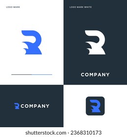 R Wave Logo Vector Icon Illustration Design