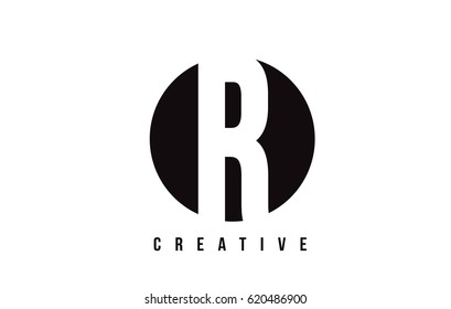 R White Letter Logo Design with Circle Background Vector Illustration Template.