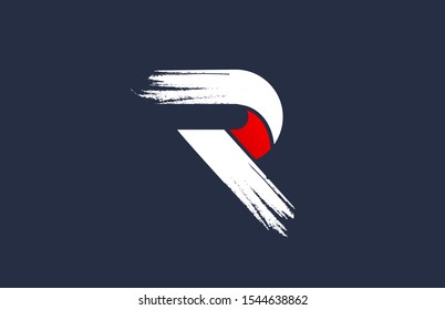 R white red blue alphabet letter with grunge brush ending for company logo icon design. Usable as a logotype for corporate or business