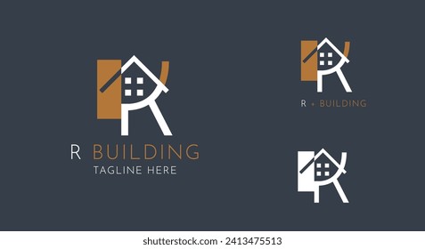 R word concept - Building company line concept Logo templates