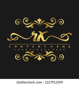 R X Initial handwriting logo vector