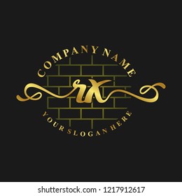 R X Initial handwriting logo vector. Hand lettering for designs.
