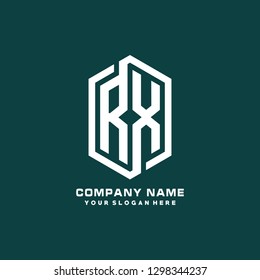 R X initial letter, modern logo design template vector