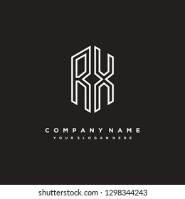 R X initial letter, modern logo design template vector