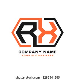R X initial letter, modern logo design template vector
