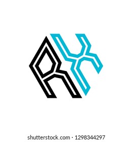 R X initial letter, modern logo design template vector