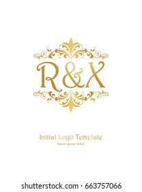 R & X initial wedding logo template vector