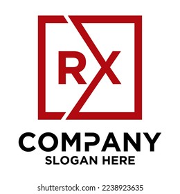 R X lettering with square design vector template