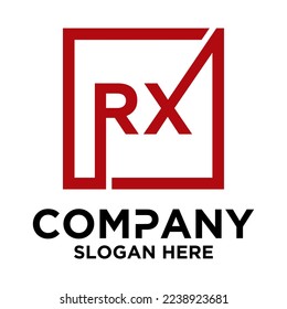 R X lettering with square design vector template