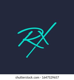 Logotipo monogramo R & X en color verde agua.
