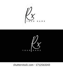 R X RX Initial letter handwriting and signature logo.	
