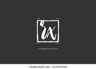 R X RX logo, Initial lettering handwriting or handwritten for identity. Logo with signature and hand drawn style.
