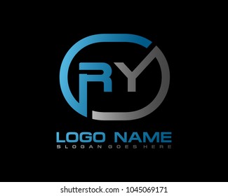 R Y Initial circle logo template vector