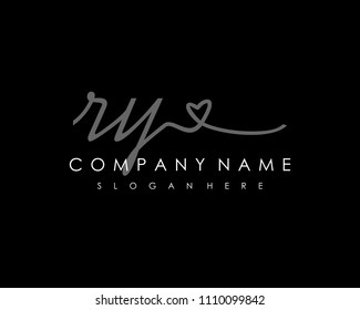 R Y Initial handwriting logo vector