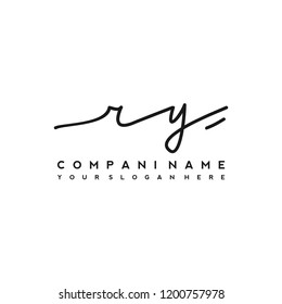 R Y Initial handwriting logo vector