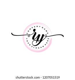 R Y Initial handwriting logo vector.