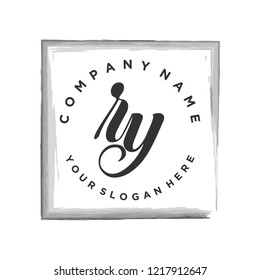 R Y Initial handwriting logo vector