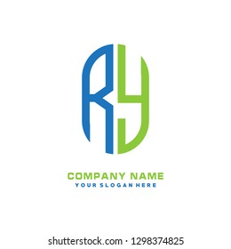 R Y initial letter, modern logo design template vector