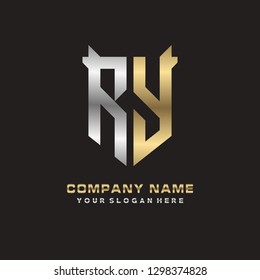 R Y initial letter, modern logo design template vector