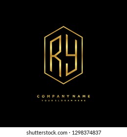 R Y initial letter, modern logo design template vector