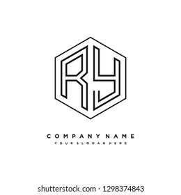 R Y initial letter, modern logo design template vector