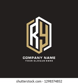 R Y initial letter, modern logo design template vector