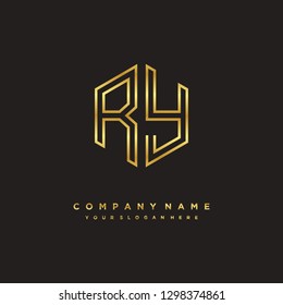 R Y initial letter, modern logo design template vector