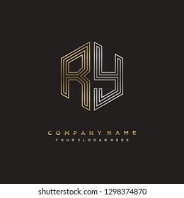 R Y initial letter, modern logo design template vector