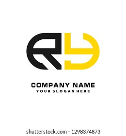 R Y initial letter, modern logo design template vector