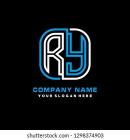 R Y initial letter, modern logo design template vector