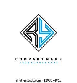 R Y initial letter, modern logo design template vector