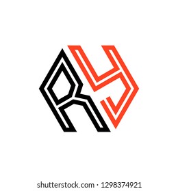 R Y initial letter, modern logo design template vector