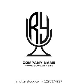 R Y initial letter, modern logo design template vector