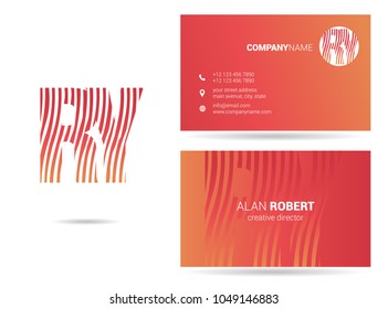 R & Y joint logo waves letter design with business card template