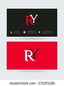 R & Y Letter logo design vector element with Business card