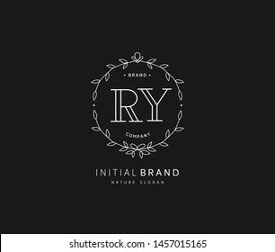 R Y RY Beauty vector initial logo, handwriting logo of initial signature, wedding, fashion, jewerly, boutique, floral and botanical with creative template for any company or business.