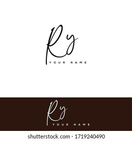 R Y RY Initial letter handwriting and signature logo.	
