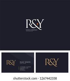 R & Y, RY letters Joint logo icon and Business card vector template.