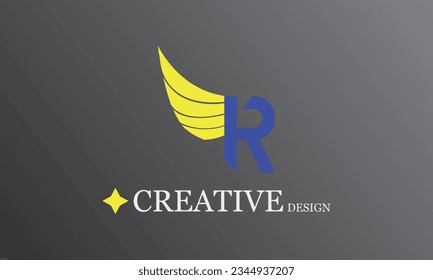 R yellow wing blue logo creative logo design for all kind of business branding log