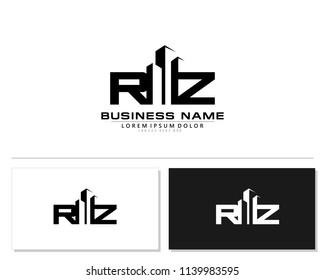 R Z Initial building logo concept