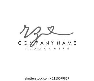 R Z Initial handwriting logo vector